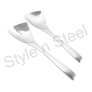 Outils à salade en acier inoxydable à polir miroir Fourchette et serveur allant au lave-vaisselle Ustensiles à salade en métal - Product Image 1