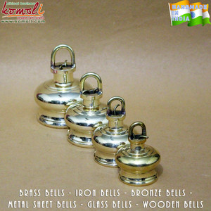 Juego de 5 campanas de latón hechas a mano | Campanas decorativas con acabado dorado pulido para el hogar, el templo, la puja, la meditación y el colgante de pared - Product Image 6