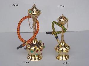 Shisha Hookah en laiton avec vernis à miroir et boule de verre rouge vert, avec mosaïque et une sortie en laiton - Product Image 2