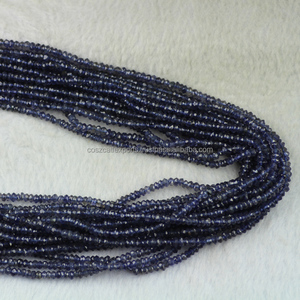 Iolite Gemstone Facettes Rondelle Perles 8mm Noir Micro Pierres De Guérison Cristaux Lâches pour La Fabrication De Bijoux - Product Image 2