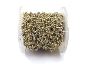 Plata pirita Natural Multi piedra preciosa plata esterlina chapado en oro hecho a mano con cuentas Rosario moneda encanto cadena facetada Rondelle forma - Product Image 5