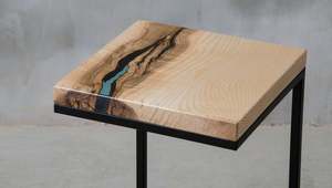 ขาโลหะรูปตัว C โต๊ะโซฟาโต๊ะด้านข้างทำจากเรซินอีพ็อกซี่ดีไซน์ที่ดูทันสมัย - Product Image 4