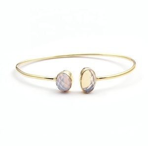 Brazalete Ajustable de Opalita Chapado en Oro, Brazalete Abierto Hecho a Mano con Piedras Preciosas para Mujer, Unisex, Regalo, Fiesta, Moda, Venta al por Mayor - Product Image 1