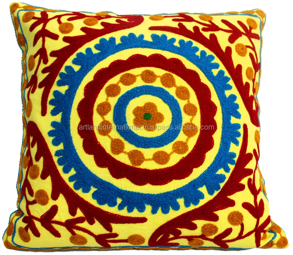 Handmade Cotton Embroidery Suzani Design Home Decor Cushion Cover Pillow Cases wholesale