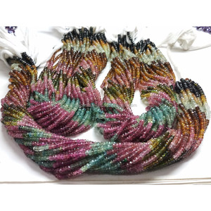 Turmalina semipreciosa facetada de alta calidad, 100% natural, de primera calidad, en forma de rondel, para la fabricación de joyería a precio de mayoreo. - Product Image 1