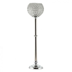 High Quality Silver Finished Aluminum Metal <b>Crystal</b> Ball Chandelier Best Price Wedding Tabletop Decorate <b>Candle</b> Stand - Product Image 1
