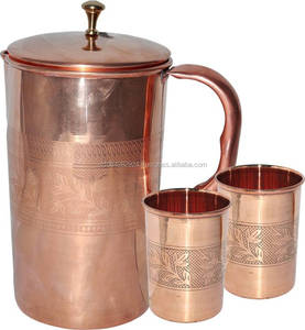 เหยือกน้ำอยุ่2000มล. เหยือกทองแดงบริสุทธิ์พร้อมแก้วน้ำดื่มแก้วพรีเมี่ยม1แก้ว - Product Image 6