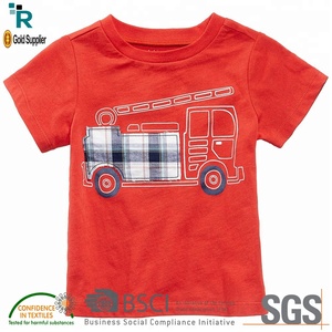 Vente en gros de t-shirt imprimé à manches courtes et col en O 2024 pour enfants pantalon décontracté en tissu pour bébé 100% coton nouveau design de logo personnalisé pour garçons filles - Product Image 2