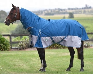 Couverture d'hiver de luxe pour cheval 600D avec col intégré, 300 GSM, imperméable, couverture de sortie en tissu Oxford, légère et respirante - Product Image 3