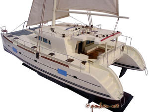 LAGON 500 CATAMARAN SAILING YACHT <b>MODEL</b>-Nautical <b>Wood</b> Painted Sailing Boat Gift - Product Image 2