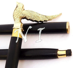 Mango de cabeza de pájaro antiguo dorado de latón macizo, de 36 pulgadas bastón de madera, el mejor regalo para personas mayores, novedad CHWKS36094 - Product Image 4