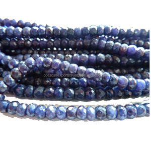 Joyería de zafiro teñida, collar, pendientes, cuentas de piedra sueltas, facetadas, cuentas de piedras preciosas naturales, hebras - Product Image 4