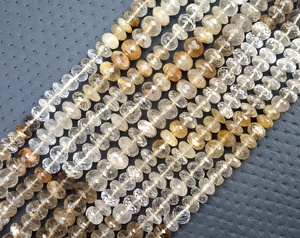 Natural 10 Inch Long Golden Rutile Gemstone Rondelle Faceted Semiprecious <b>Stones</b> <b>Beads</b> for Jewelry Making - Product Image 2