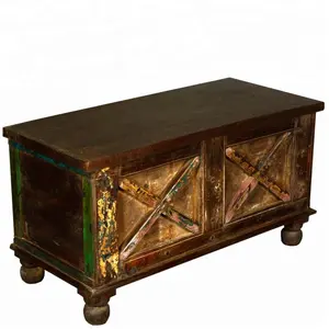 โต๊ะกาแฟทรงตู้เก็บของไม้รีไซเคิลแบบเรียบง่าย รุ่น Double X - Product Image 1