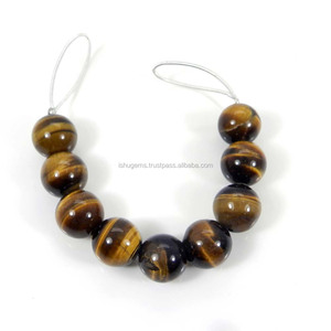 ลูกปัดสีเหลืองตาเสือ9ชิ้น10มม. สายหินอัญมณีเรียบยาว4นิ้วลูกปัดหิน68.45cts - Product Image 2