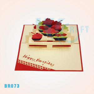 Tarta de cumpleaños papel hecho a mano 3D pop up tarjeta de felicitación al por mayor impresión personalizada niños divertidos Feliz cumpleaños 3D Pop Up saludo - Product Image 4