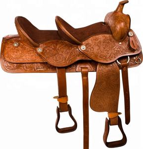 Selle Western en cuir véritable de qualité supérieure double siège pour l'équitation - Product Image 4