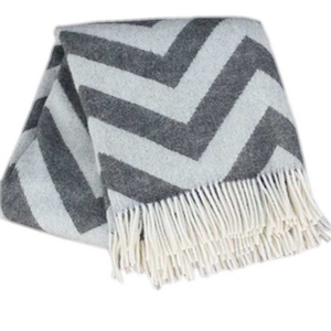 Jeté d'hiver en polaire tricoté à rayures 100% polyester anti-boulochage - Product Image 1