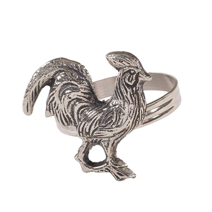 Anillo para Servilletas de Metal Plateado con Diseño de Gallo, Ecológico - Product Image 1