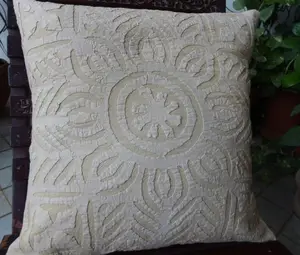 Sarung Bantal Dekorasi Katun 100% Desain Kerja Applique India Sarung Bantal Buatan Tangan