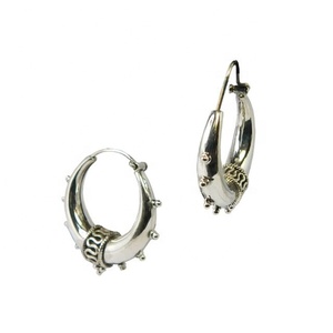 ต่างหูห่วงเงิน925ทำด้วยมือเครื่องประดับเงินธรรมดาชุบโรเดียมสำหรับงานแต่งงานและงานเลี้ยงผู้หญิงของขวัญสาวๆ - Product Image 1