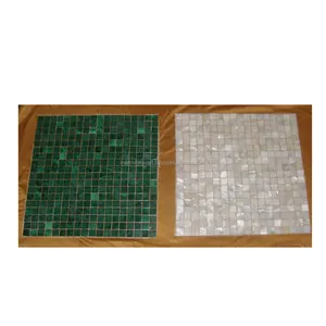 Malachite faite à la main de forme carrée et nacre blanche, carreaux de mur et de sol avec une Surface lisse et brillante - Product Image 1