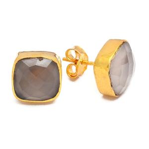 Boucles d'oreilles unisexes en argent sterling 925 en forme de coussin Aqua Quartz pour fiançailles, anniversaire de mariage ou cadeau de fête - Product Image 3