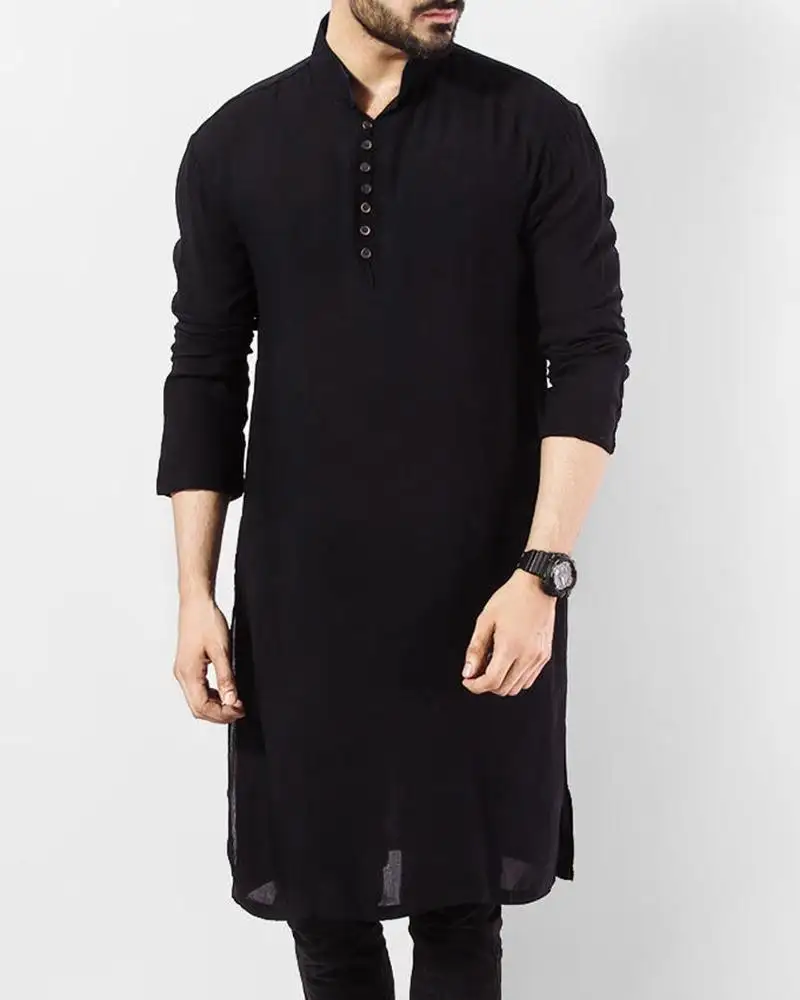 Dress Top Style Indian Casual Traditional Ethnic Top Fabric Plain Solid Cotton 100 % Sleeve Long Kurta _Shirt Men's