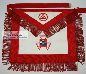 Tablier maçonnique, broderie artisanale avec des points de croix complexes, travail d'aiguille léger, forme carrée, imitation - Product Image 2