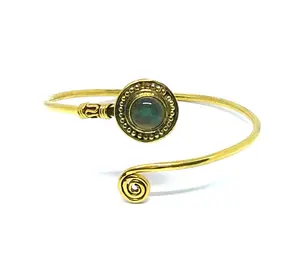 Bracelets Bracelets Naturels Labrdorite Couleur Or Cadeaux Pour Elle, Bracelets Ronds en Pierre - Product Image 1