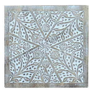 Panel de decoración de pared artística tallado a mano de madera de mango de calidad sólida placa de decoración de pared de madera antigua para decoración a precio barato - Product Image 1