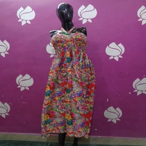 Coloré Coton Mélange Conceptions Imprimé Dames Longue Parapluie Robe Femmes Maxi Robe pour la Vente en Gros de l'Inde - Product Image 2