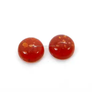 Paar Synthetische Amber Man Gemaakt 14Mm Ronde Cabochon 8.45 Cts Losse Edelsteen Voor Oorbellen