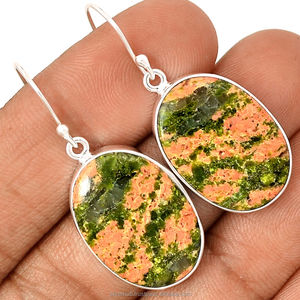 Vente chaude 925 Sterling Silver Naturel Unakite Jaspe Gemstone Dangle Boucles D'oreilles À La Main Pour Femme Fournisseur En Gros Bijoux ODM - Product Image 1