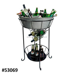 Decorative Metal Wine Cooler <b>With</b> Tall Iron <b>Stand</b> - Product Image 3