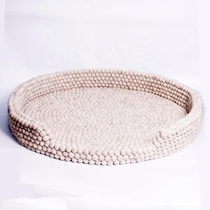 FDH-002 Cozy Pet House New Zealand Wool Felted <b>Dog</b> <b>Bed</b> Handcrafted by Nepalese Women Artisans Solid Pattern Eco-friendly - Product Image 1