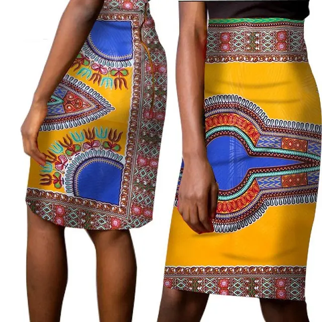 Fashion Kustom Rok Panjang Pensil Wanita Afrika Dashiki Pendek