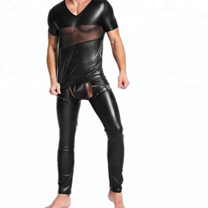 Shemax Men's Fetish Faux Leather Mesh <b>T</b>-<b>shirt</b> Tank Top - Product Image 3