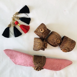 Rond de serviette en osier tissé à la main vintage pour la décoration de la maison, décoration de vaisselle rond de serviette - Product Image 1