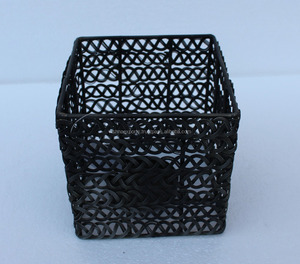 Bougeoir chauffe-plat tissé en fil métallique de fer fait à la main élégant noir enduit de poudre Durable mariage noël Restaurant décor - Product Image 1