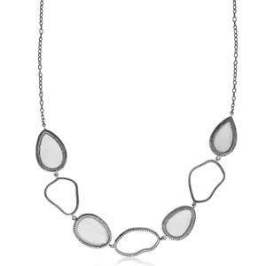 Rainbow Moonstone Pave Diamond <b>Silver</b> Fashionable Necklace Jewelry Exporter - Product Image 3