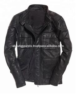 Veste d'hiver en gros de haute qualité pour homme style bombardier en peau d'agneau et en cuir de vache avec fermeture en fourrure grande taille à glissière nouvelle offre bon marché - Product Image 6