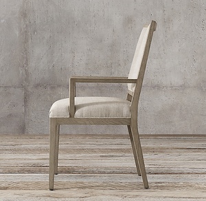 Sillón de brazo trasero de tela cuadrada contemporánea francesa - Product Image 2