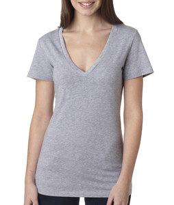 Camiseta de algodón 100% de alta calidad para mujer, cuello en V profundo, liso, personalizado, Color sólido, estilo informal para mujer, diseño estampado de talla grande - Product Image 3