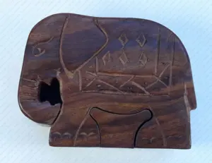 象の形の木製パズルボックス4063子供木製パズル