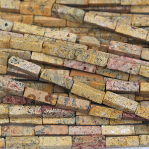 High quality Rectangle Beads leopard jasper bead <b>crystal</b> women necklace <b>jewellery</b> square gemstone bead Jewelry Making suppler - Product Image 2