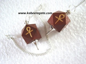 Péndulo Ankh de jaspe rojo, péndulo con cadena de plata, venta al por mayor - Product Image 2