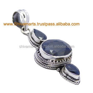 Unisex moda hecha a mano 925 plata esterlina Iolite piedra preciosa colgante joyería fina colgantes y dijes - Product Image 2