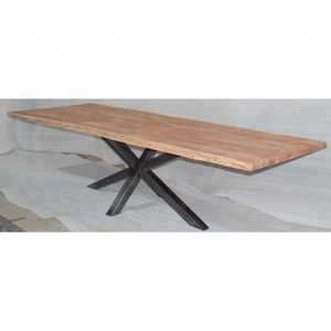 Solid Acacia Wood Top Modern Style Metal Legs Folding Banquet Dining <b>Table</b> for Wedding Party Restaurant Cafe Home for Hotel Use - Product Image 3