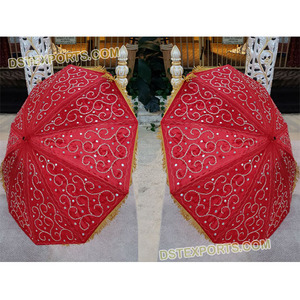 งานแต่งงานร่มปักสีแดงทอง,ร่มออกแบบงานแต่งงานสีแดงปัก,ร่มกันแดดตกแต่งงานแต่งงาน - Product Image 1